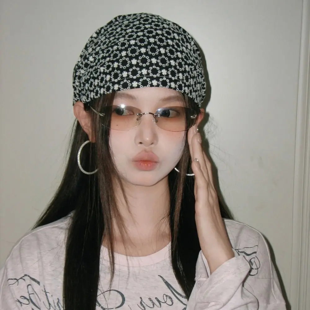 أنيقة الشرير Y2k طباعة البلوز القبعات خمر Ins المطبوعة بيني قبعة الهيب هوب الكورية نمط المرأة قبعة عمامة عطلة #3