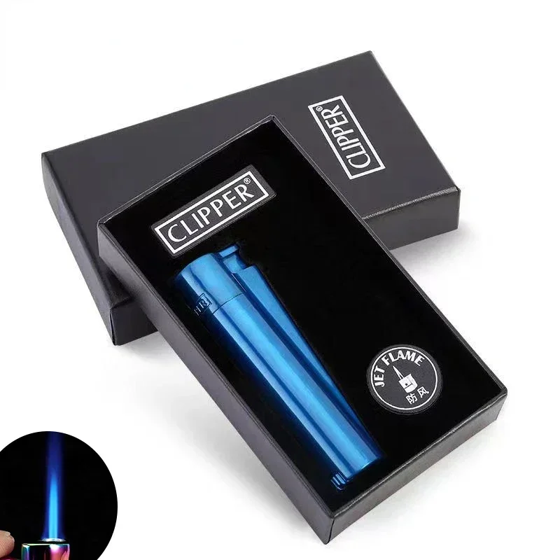 Nieuwe Clipper Spades Een Draagbare Slijpschijf Flint Opblaasbare Aansteker Metalen Vuurloze Butaangas Jet Aansteker met Geschenkdoos