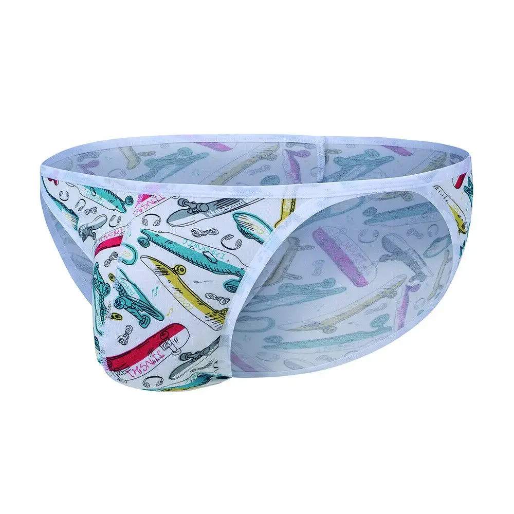 Jinshi Men's Briefs Comfortable Underwear Cartoon Print Low Rise Big Pouch Underpants Mens Printed Briefs