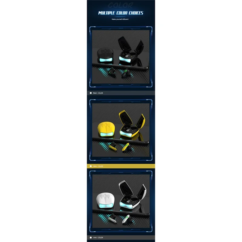 X16Pro Bluetooth 5.2 Fone de ouvido para jogos sem fio Fone de ouvido à prova d'água Fones de ouvido intra-auriculares com microfone, amarelo