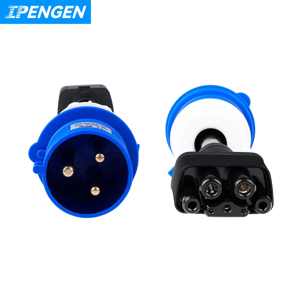 IPENGEN For Tesla model 3 pin CEE Adapter For Tesla model X S Y Gen 2 Ev Charger Extension Cord Connector 240V Outlet 32A 10 in