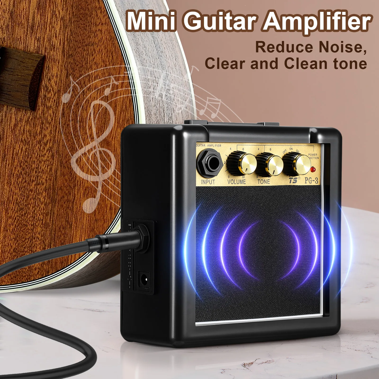Potenziatore del suono universale per chitarra acustica Amplificatore folk compatto portatile Altoparlante per musica all'aperto Riduzione del rumore Chitarra dai toni chiari