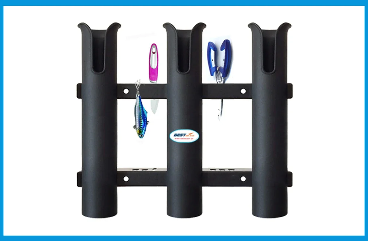 Marine Boat Yacht Kayak Fishing Vertical 3 Link Rod Holder Organiser Pole Tube Mount     Bracket Socket Rack Lure Pliers Storage