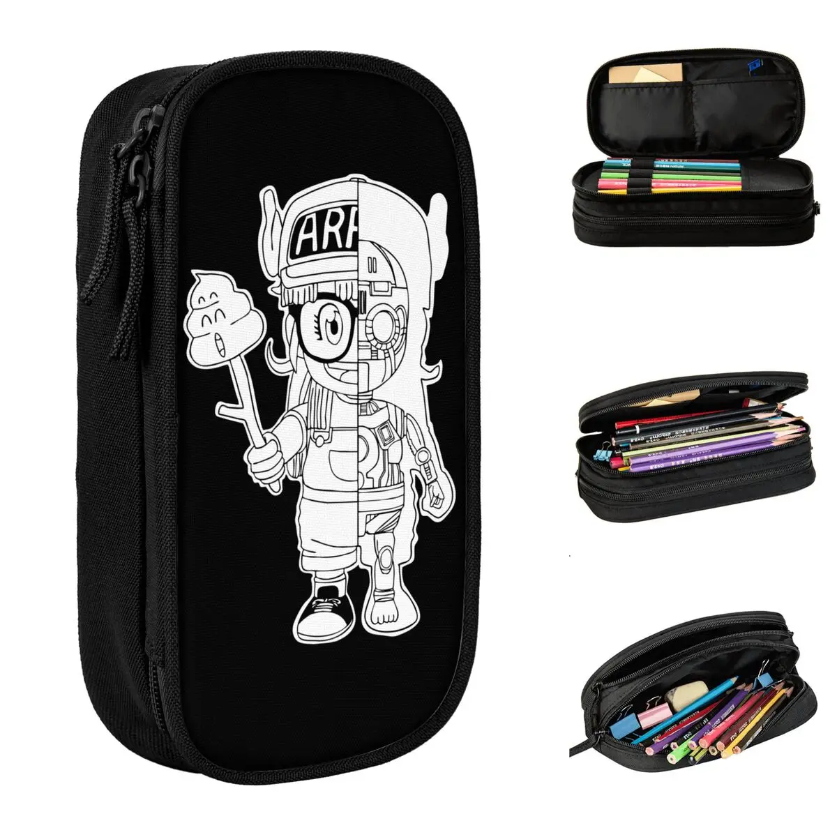 Пеналы Dr. Slump милые Arale Sanatomy, футляры для ручек для студентов, вместительные школьные принадлежности, чехол для карандашей на молнии