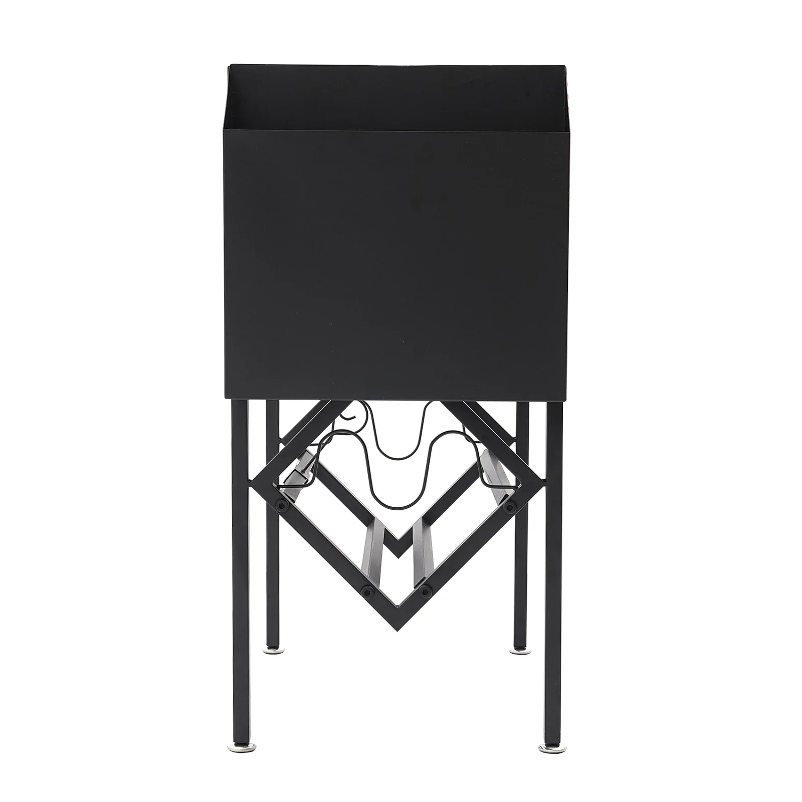 2 Tiers Large Record Storage Rack Floor Mount Adjustable Feet with High Load-bearing Capacity