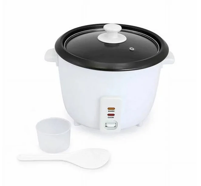 Imusa 3 Cup New White Electric Rice Cooker with Nonstick Bowl, Measuring Cup and Spoon