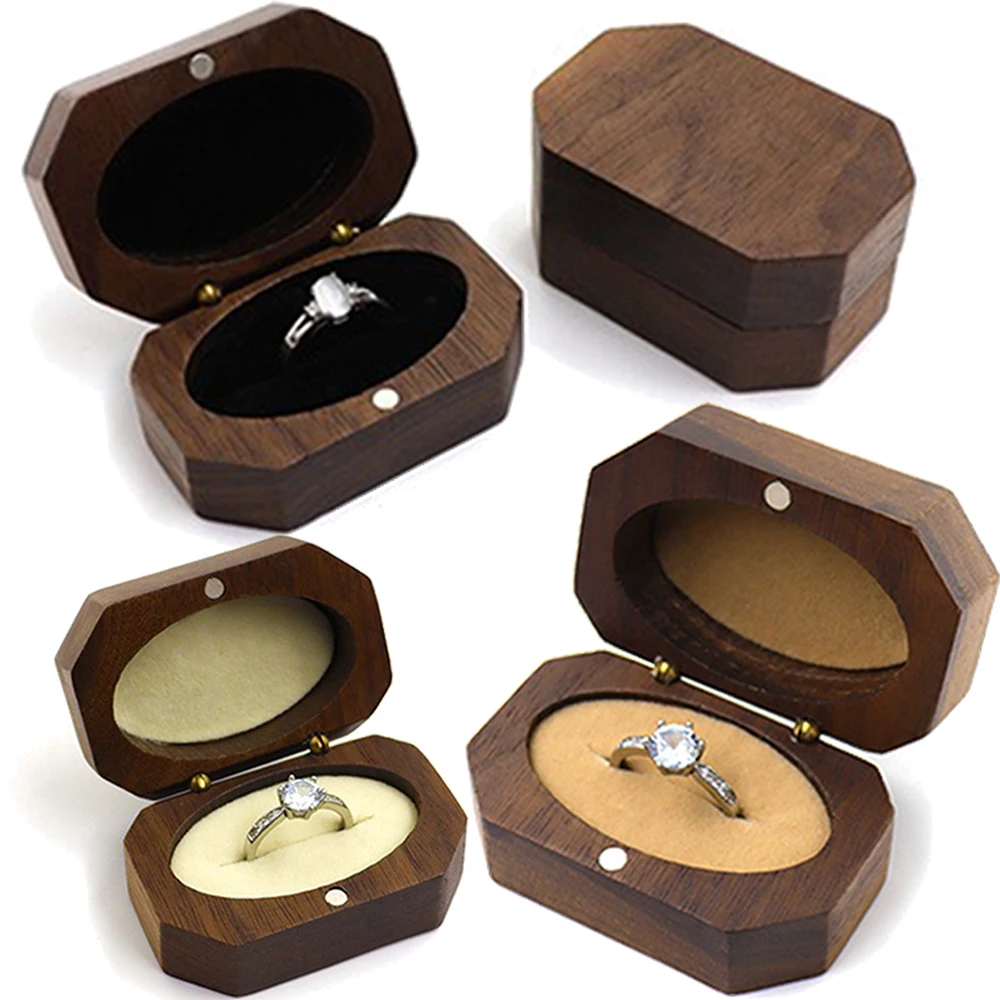 Personalization Proposal Single Ring Box Jewelry Cabinet Retro Display Tool Wedding Ceremony Flip Cover Diamond Ring Storage Box