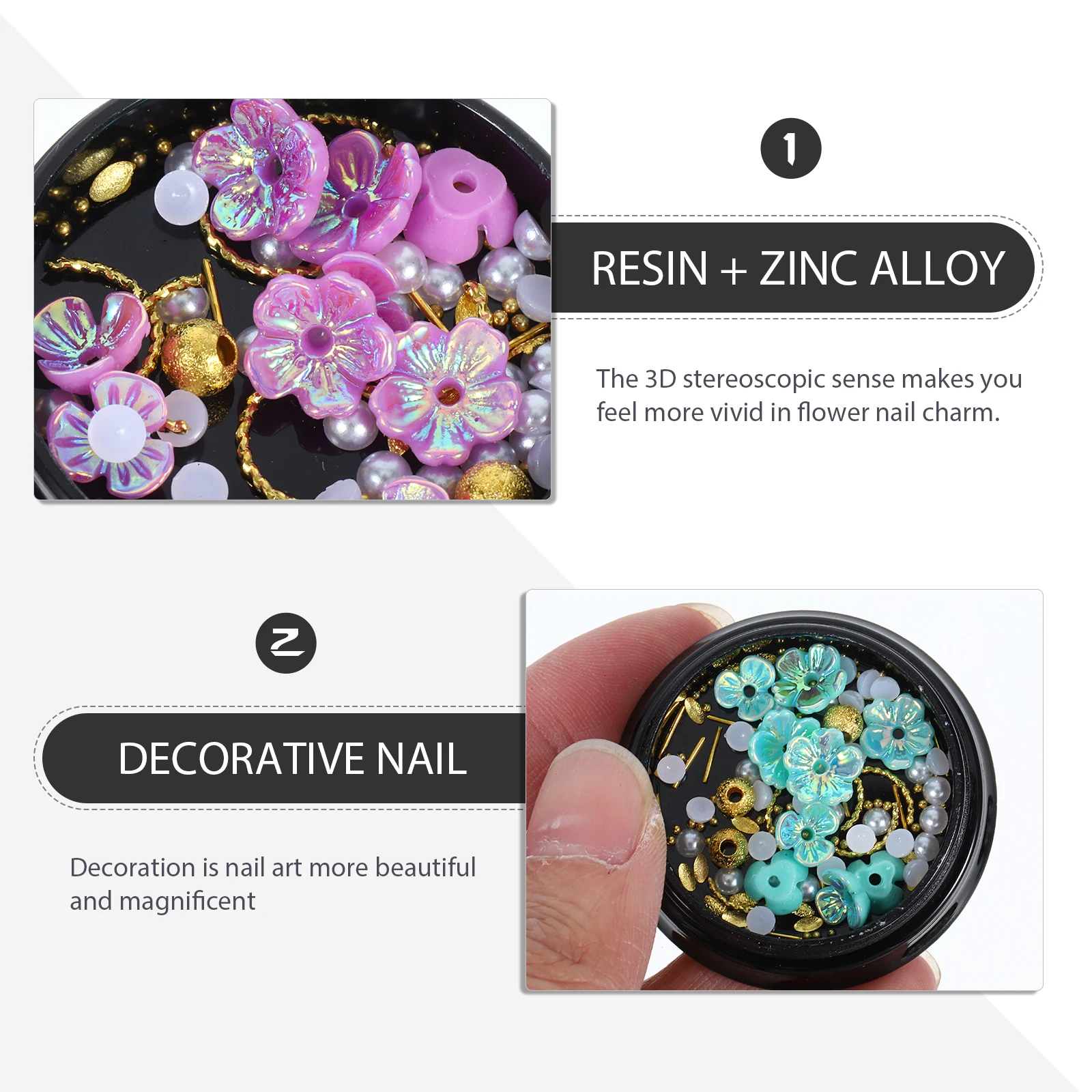 

Flower Charms Diy Art Supplies Manicure Decorations Resin Zinc Alloy 3D Studs For Nail Salons Nail Art Decoration