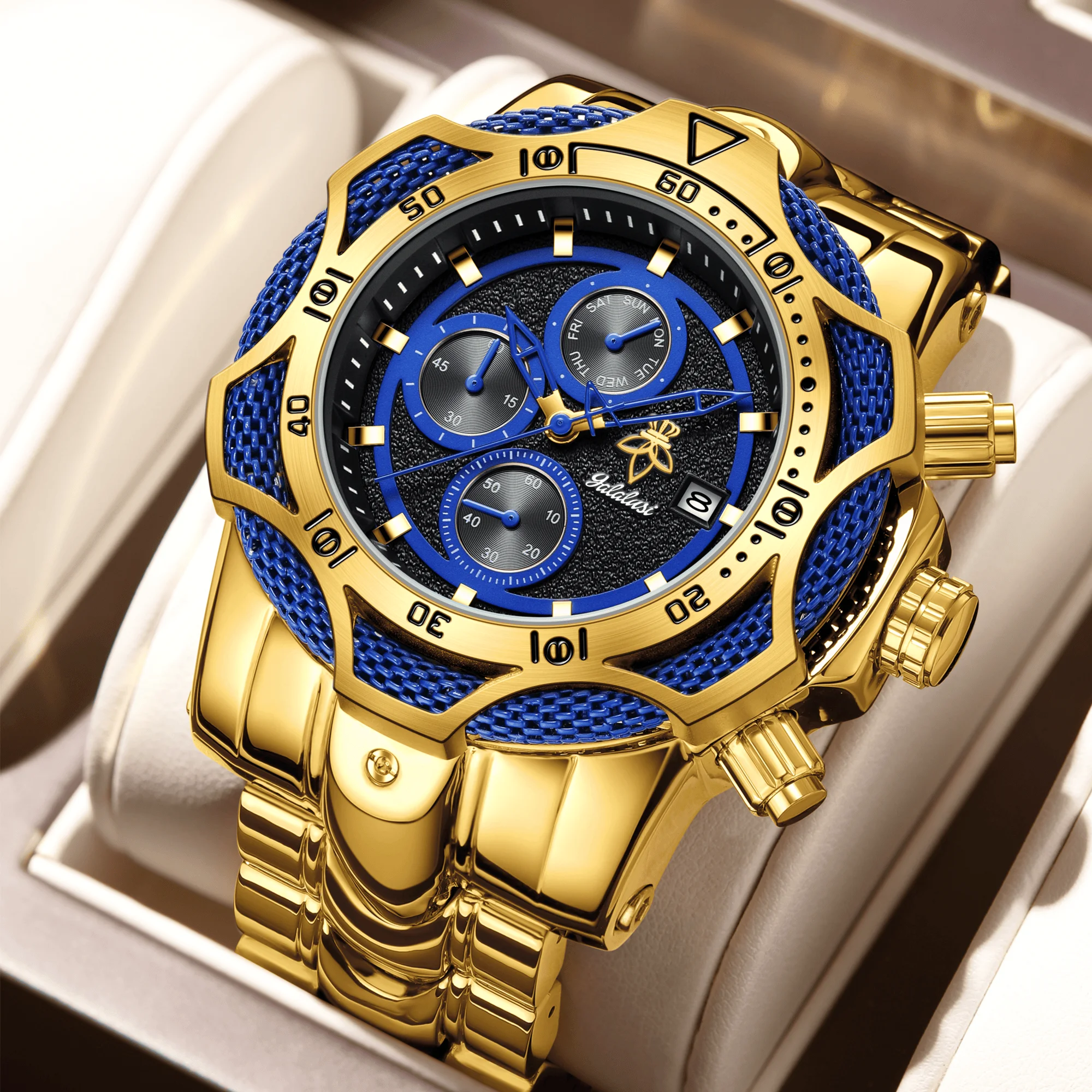 

Роскошные кварцевые наручные часы Yalalusi с календарем, днем и многофункциональными дисплеями, праздничный подарок