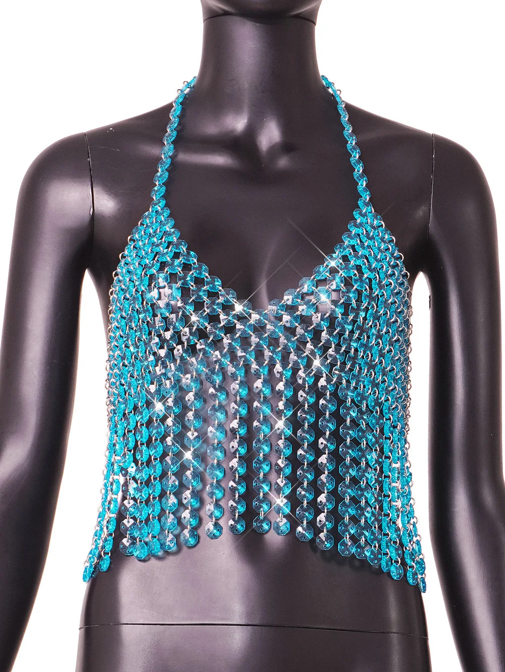 2024 New gem stitching chain fringe vest nightclub costume body chain