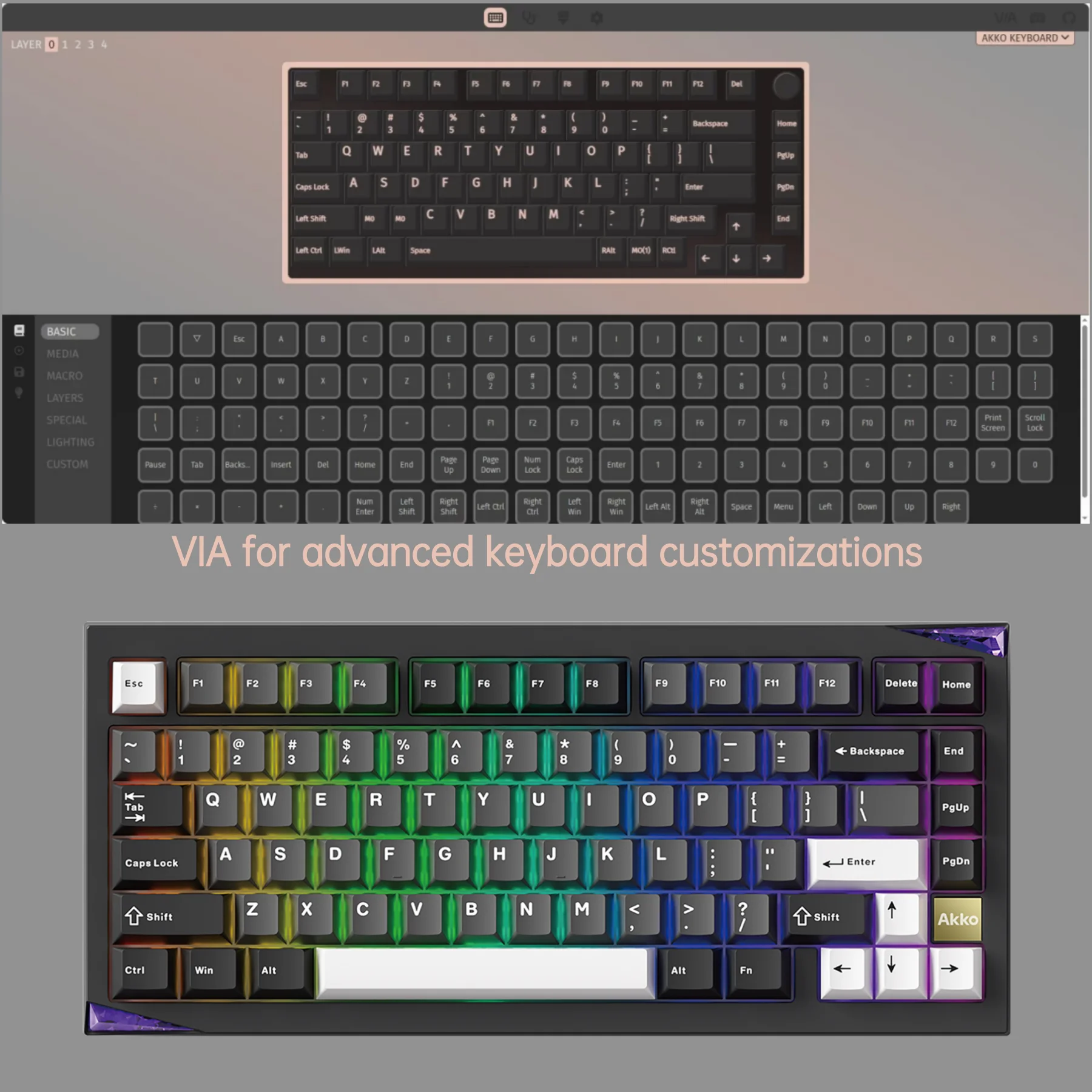 Akko Mineral 01 Mechanical Keyboard / Barebone Kit Aluminum 75% 81 Keys VIA RGB Hot Swap Tri-mode Wireless Custom Keyboard/Kit