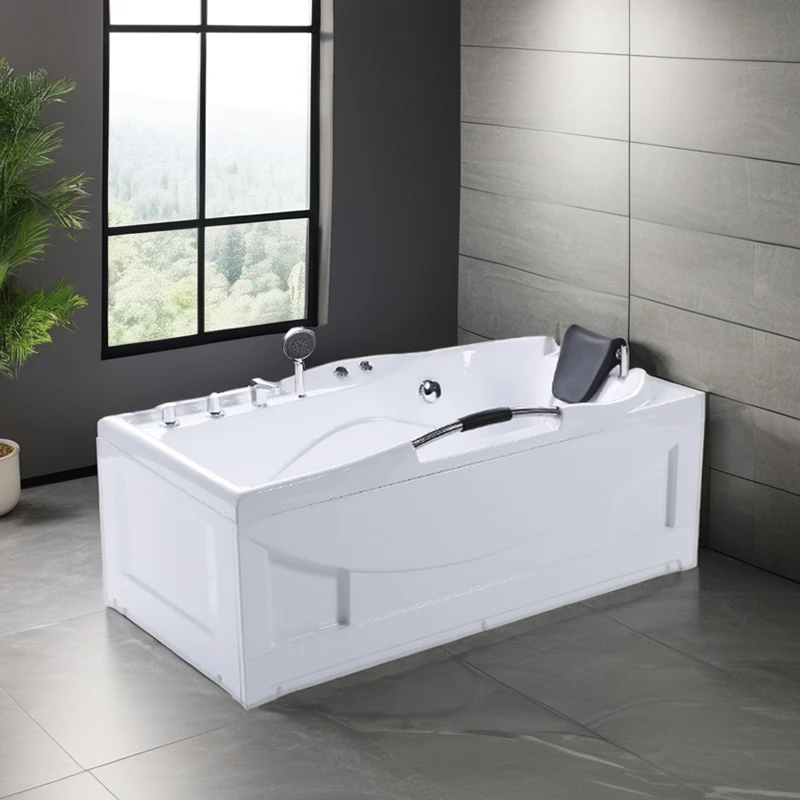 Modern White Acrylic Whirlpool Bathtub Massage New Technology Cheap Price Standing Soaking Featuring Whirlpool Drainer