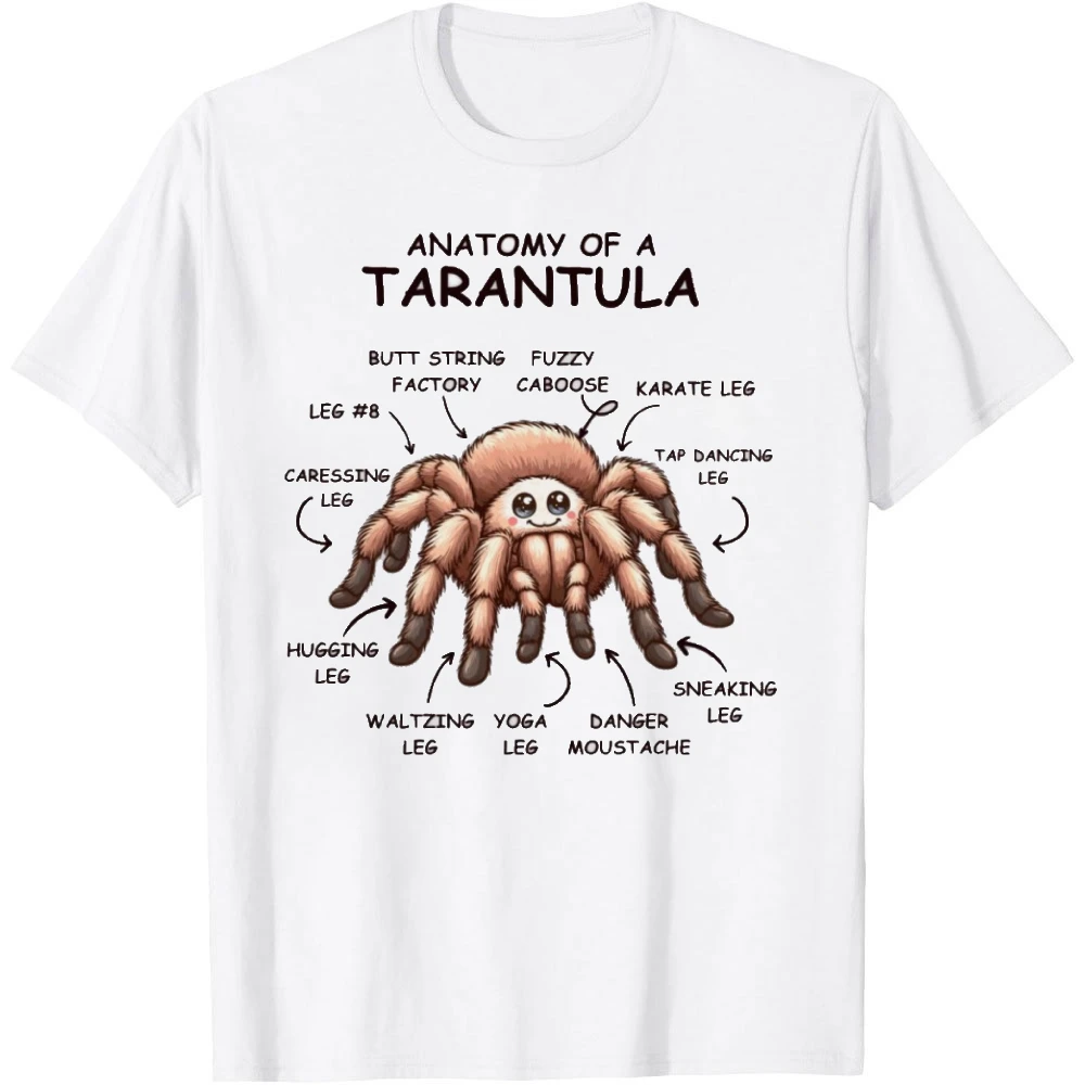 Anatomy Of A Tarantula Cute Labeled Spider Men Summer T Shirt Whimsical Funny Arachnid Cartoon Short Sleeve Daily Top