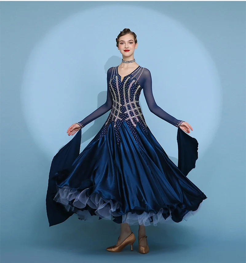 Valzer Ballroom Competition Abiti da ballo Donna 2024 Nuovo design Costume da ballo moderno Abito da ballo standard