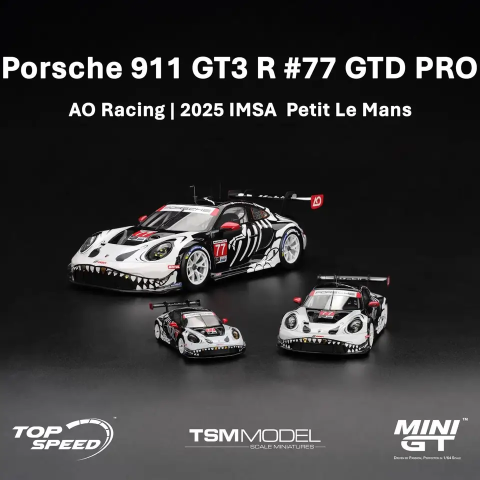 MINIGT 1:64 MGT1143 Porsche 911 GT3 R #77 2025 IMSA Petit Le Mans