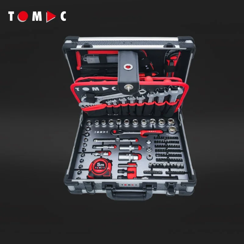 TOMAC Industrial Grade 180-Piece Professional Multi-use Universal Tool Kit Socket Tool Set with Alu Case