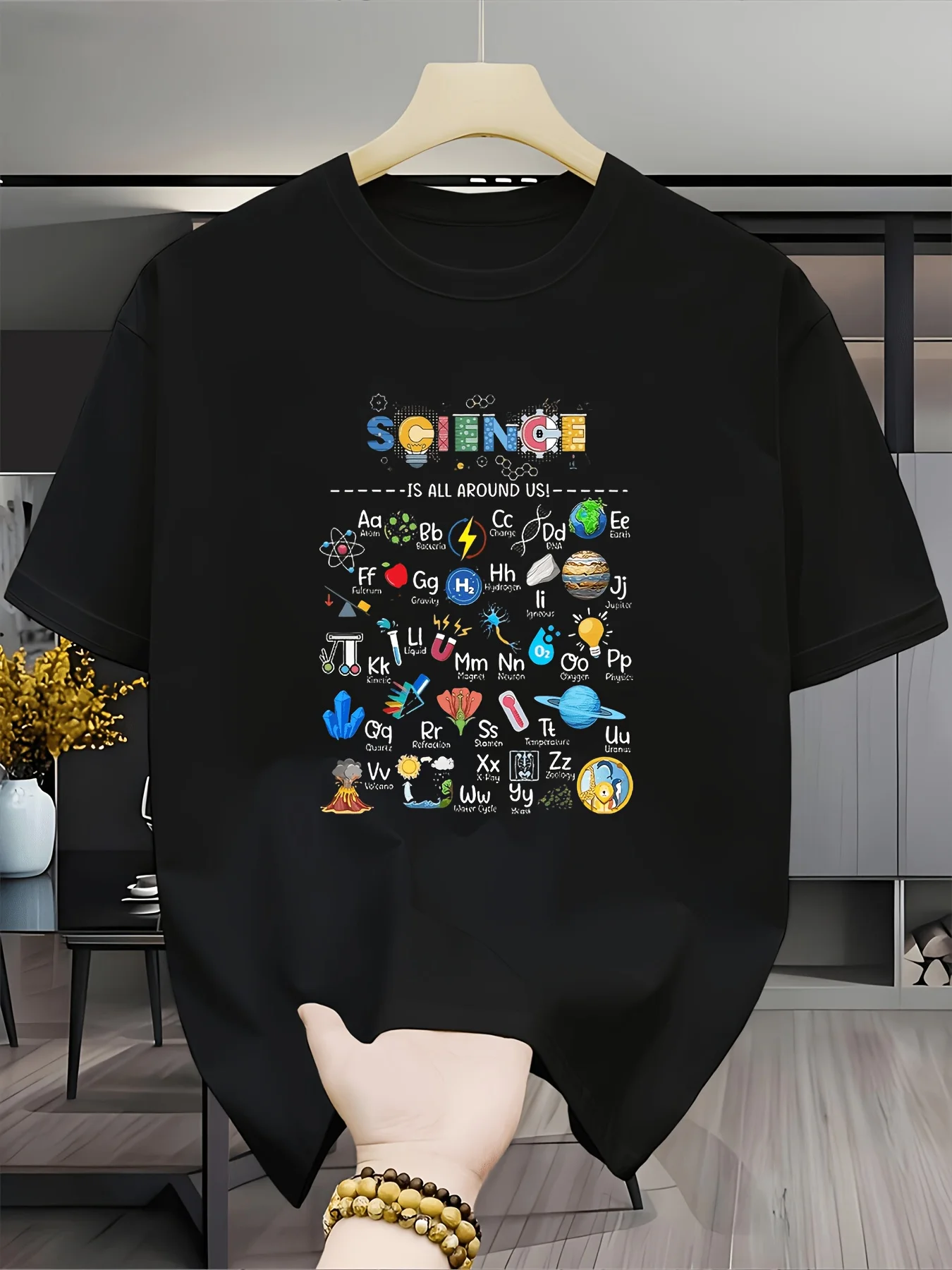 Science Alphabet T Shirt Educational STEM Graphic Tee Science Is All Around Us Print Summer Top Unique Teacher Gift For Adults