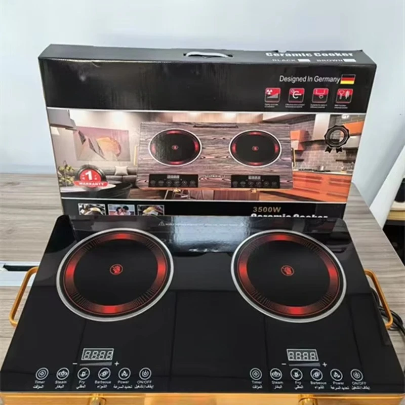 2 Burners Multi Function Electric Cooktops Concave Wok IH Induction Cooker Vs Infrared Cooker Pot Stove in Kitchen