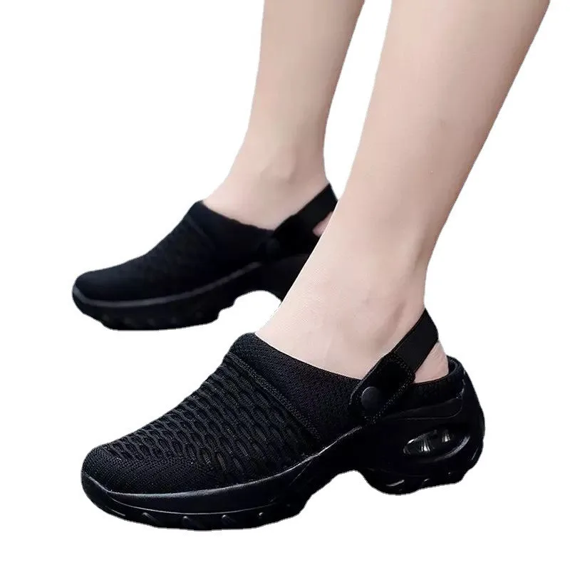 2024 New Summer Baotou After The Empty Net Surface Daily Drag A Slip-on Half Drag Air Cushion Women\'s Shoes Outside Penetration