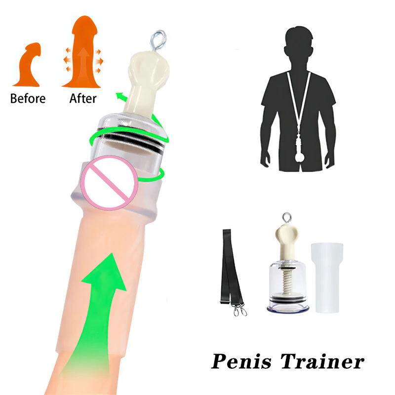 Mannelijke Penis Vergroter Extender Roterende Vacuüm Cup Duurzame Trainer Cock Pomp Accessoires Halter Nek Sporter Seksspeeltje Voor Man