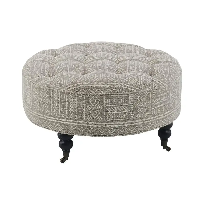 

Fabric Ottoman with Casters in Upendo Pattern