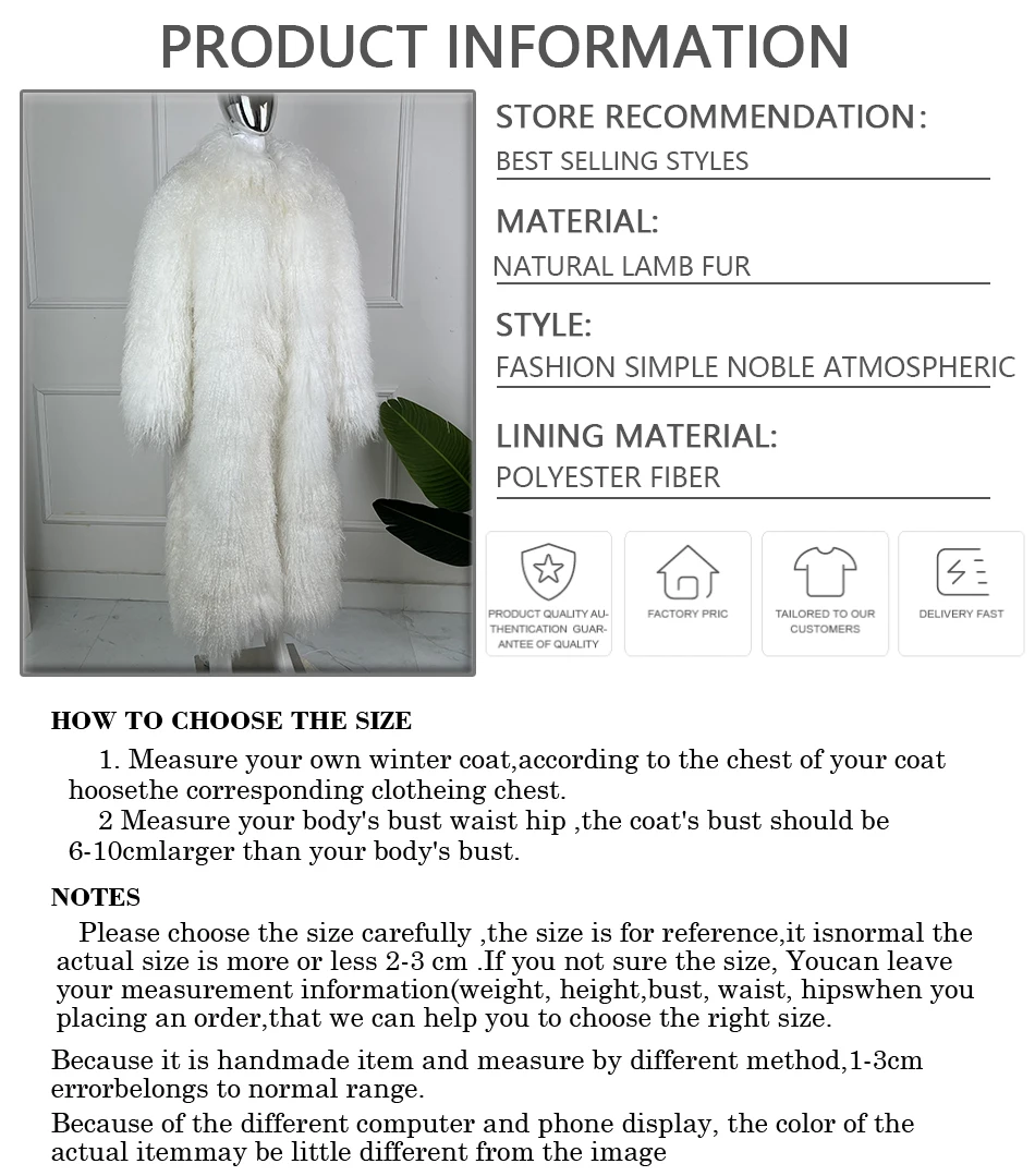 Prawdziwe płaszcze z owczej skóry dla kobiet Biały mongolski futro Kobieta Naturalne płaszcze jagnięce Najlepiej sprzedające się damskie