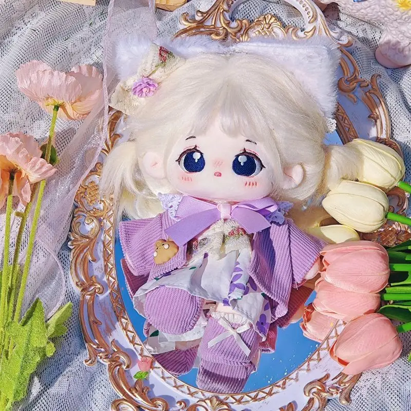 الأرجواني الحلو البطاطا القلقاس مواء 20 سنتيمتر القطن دمية الفتاة الملابس فستان الأصلي حقيقية كوس اللعب دمية فستان متابعة #5