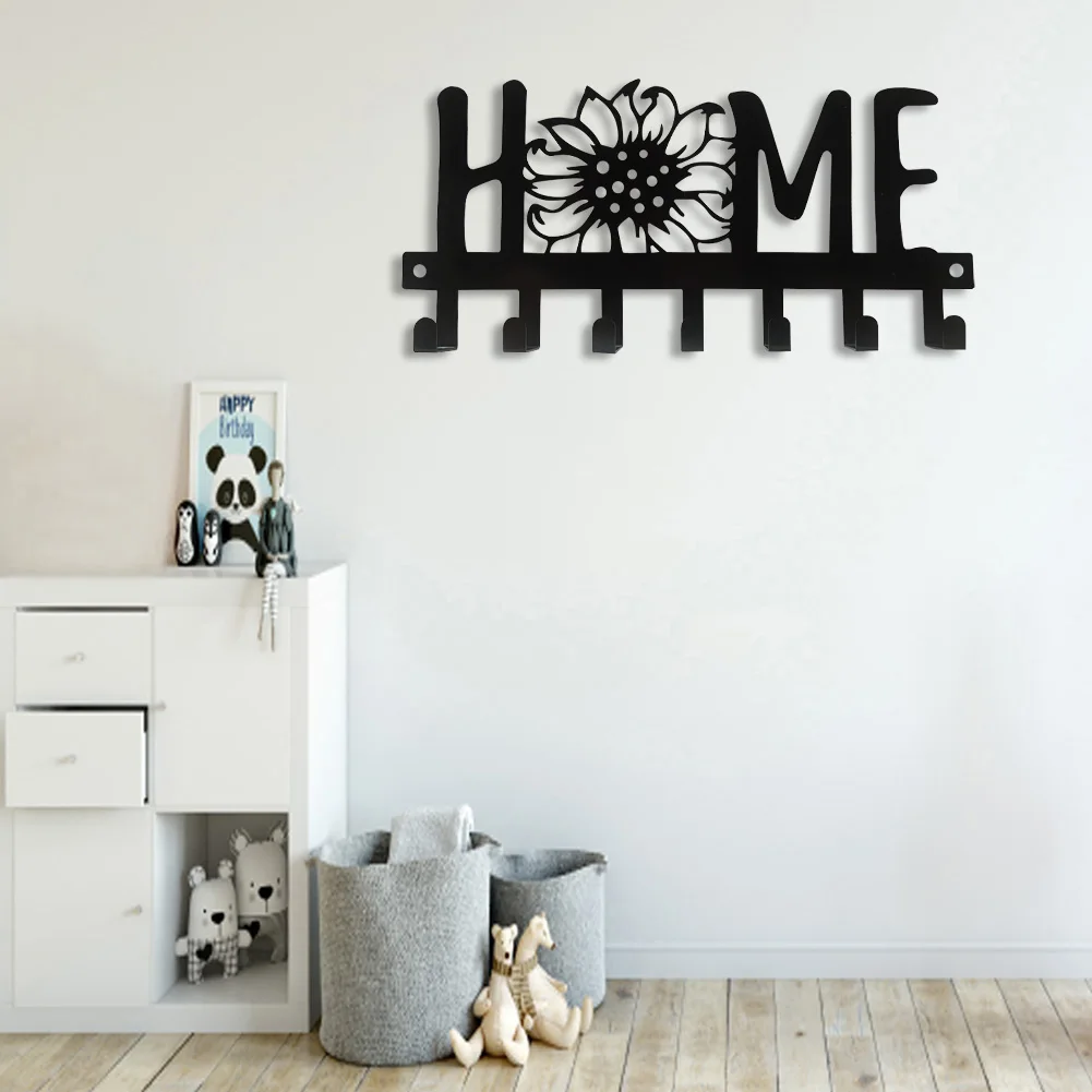 Home Metal Key Rack Holder Living Room Bedroom Kitchen Hook Hanger Rack Wall Mounted Clothes Hat Scarf Organizer Decoration