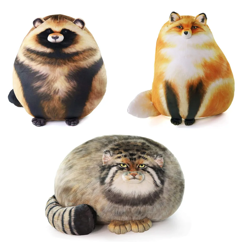 Simulation of fox pillow raccoon cushion rabbit pillow plush cushion Funny ferocious steppe cat