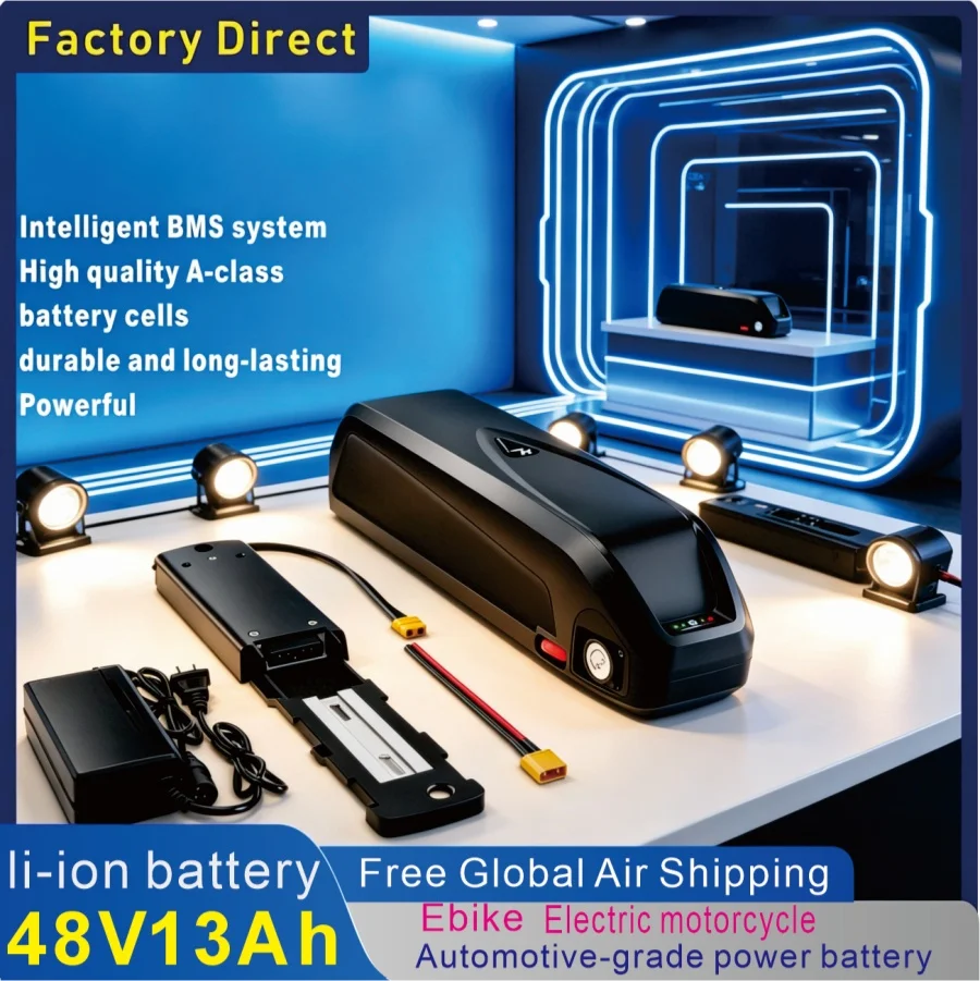 2026 New 48V 13AH Waterproof Li-ionBattery Hailong/Shark 18650 Ebike Battery for 250W -1000W for Bafang BBS02 BBS03 BBSHD