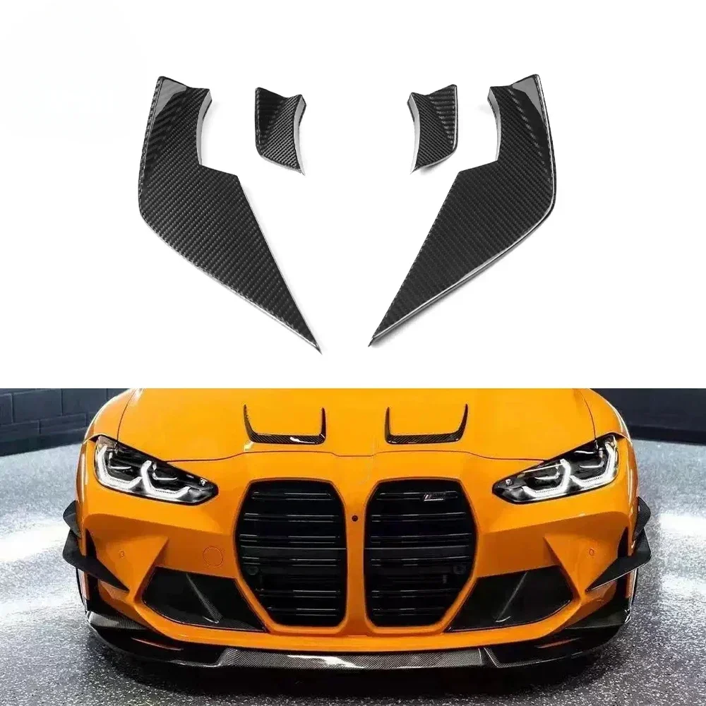 

4Pcs Dry Carbon Fiber GT Style Canards For BMW G80 G81 M3 G82 G83 M4 Competition Car Front Bumper Air Knife Car Side Canards