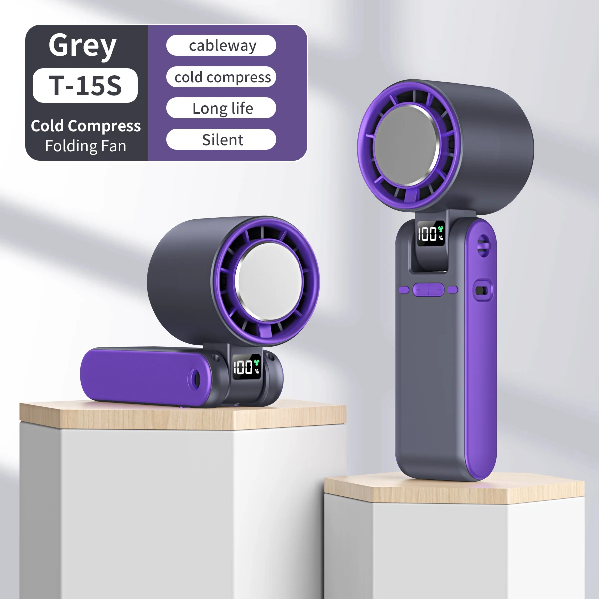 

2025 Новый полупроводниковый холодильный пакет со льдом, ручной электрический вентилятор, USB 100-скоростной турбо-сильный мини-вентилятор, складной шейный вентилятор