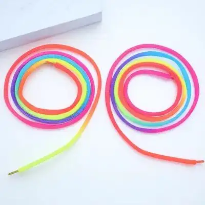 

Colorful Shoelaces Polyester Thick for Sneakers Round Flash Rainbow Stylish Sports
