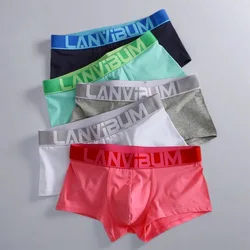 Men's Fashionable Underwear Skinny Cotton Breathable Comfortable Sweat Absorption Sports Boxer Shorts Mid-rise Penis Bulge Trunk