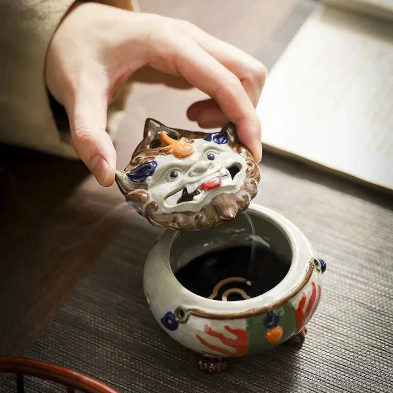 

Auspicious Animal Plate Incense Burner Ceramic Tea Table Agarwood Sandalwood Aromatherapy Stove Lucky Zen Censer Burner Ornament