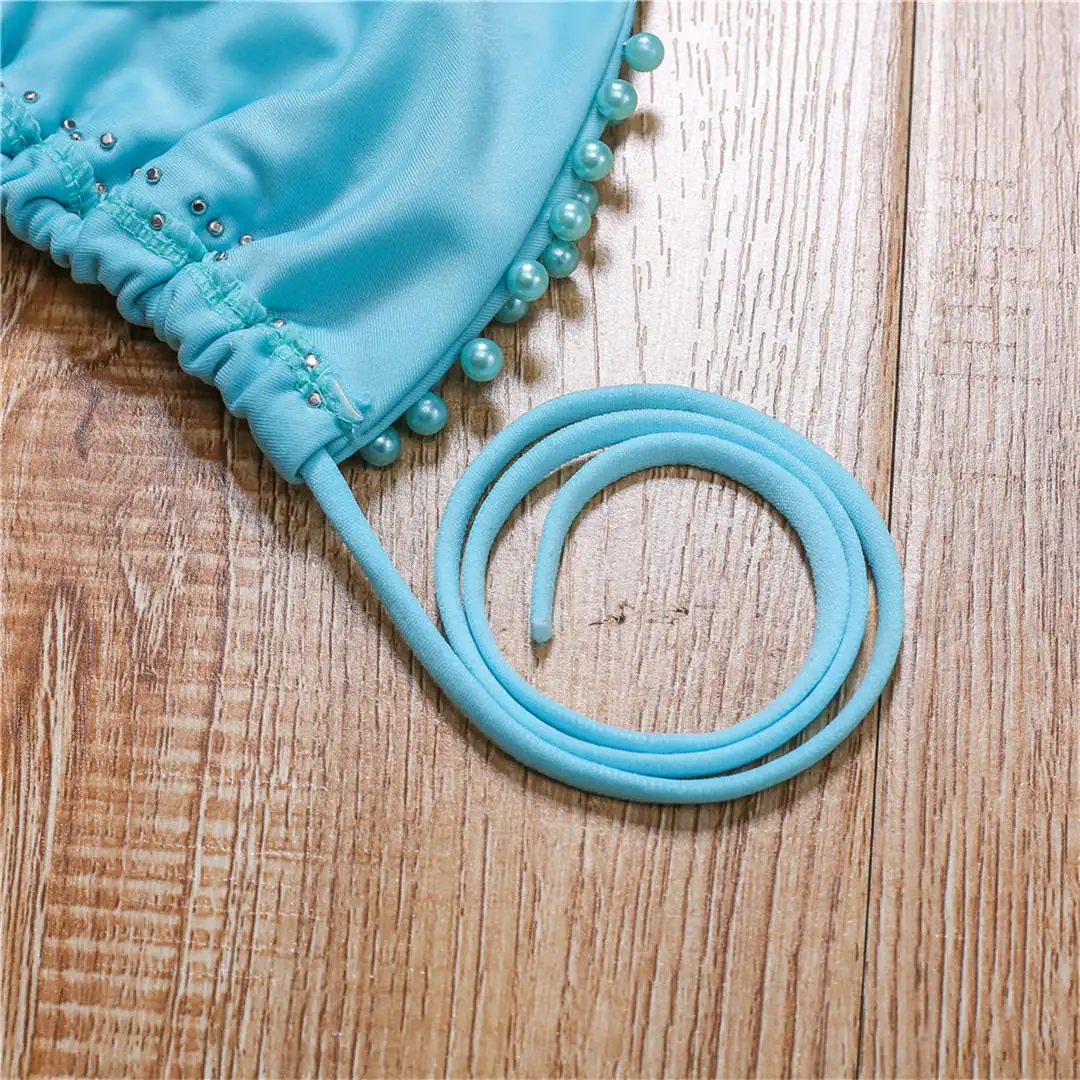 Sexy Neckholder-Mini-Bikini, Damen-Badeanzug, zweiteiliger Bikini-Set, luxuriöser Perlen-Badeanzug, Badebekleidung für Damen, V2090 – Detail 35