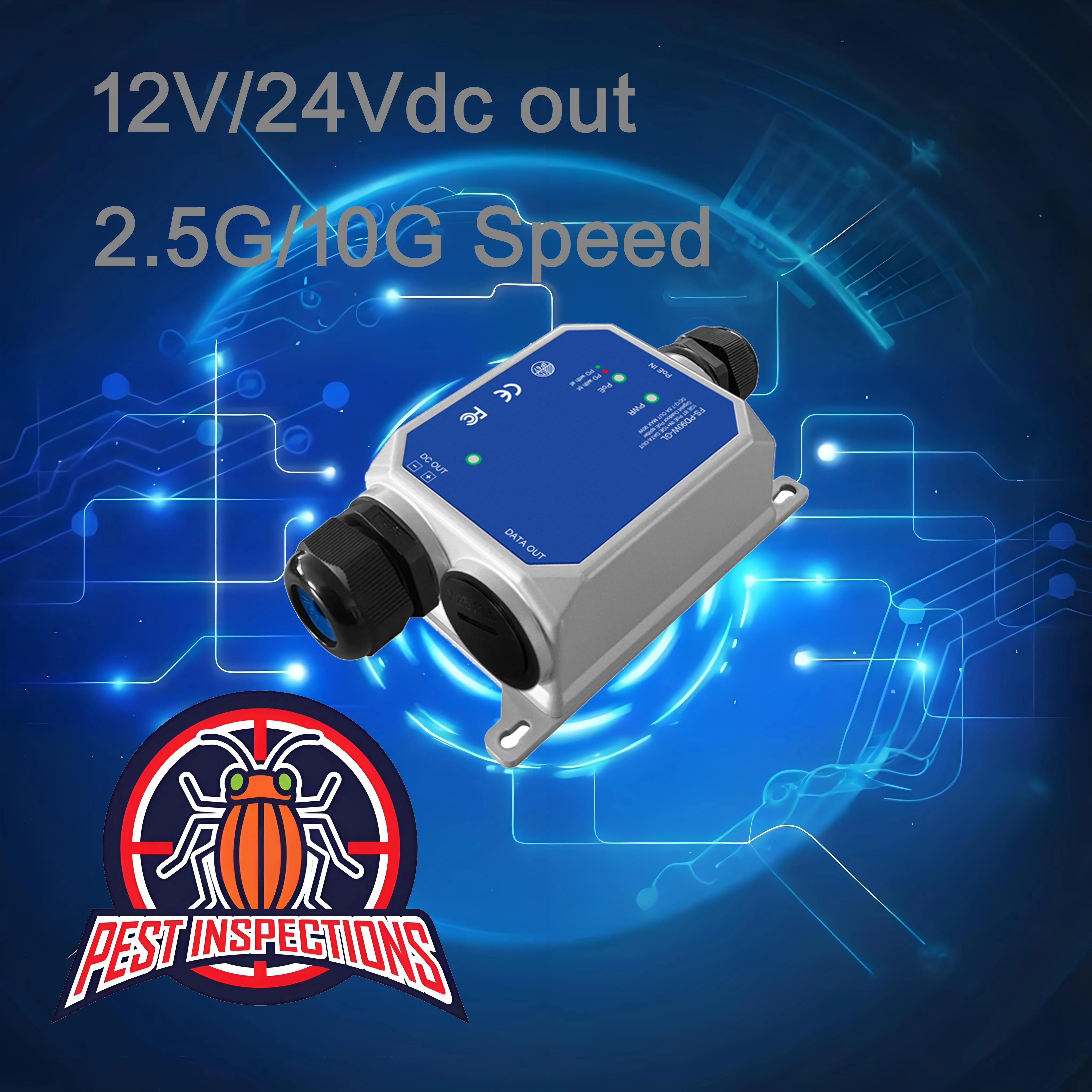 IP67 Waterproof POE Splitter 90W High Power Aluminum Alloy IEEE802.3af/at/bt 12V Output Outdoor POE Splitter with 6KV Lightning