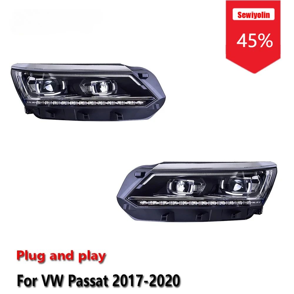 

Sewiyolin Car LED Headlight Assemblies For Volkswagen Passat B7 2017-2020 Fog DRL Brake Turn Signal Lamp Plug and Play