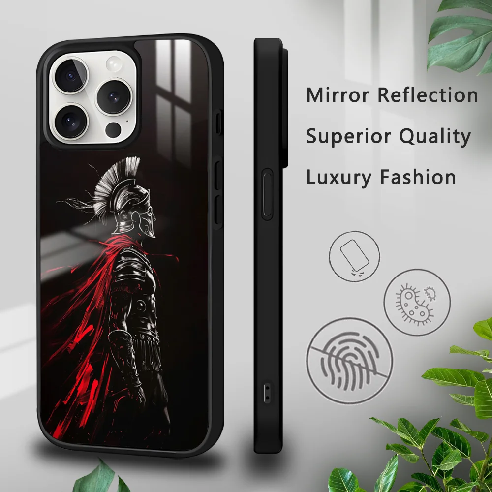 Classic Cool S-Spartan Phone Case For iPhone 15 14 13 12 11 Pro Xs Max Mini XR X 7 8 Plus luxury Mirror Hard Funda