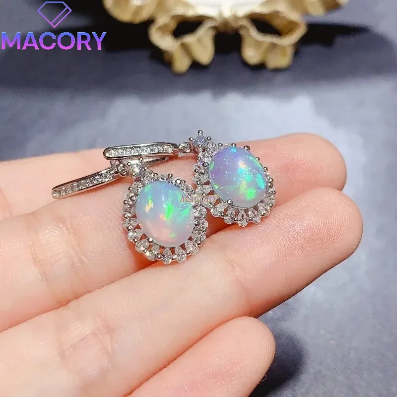 

Women's Boutique Natural Opal Earrings Sterling Silver Fashion Classic Design Jewelry 925 Sterling Silver with Certificate