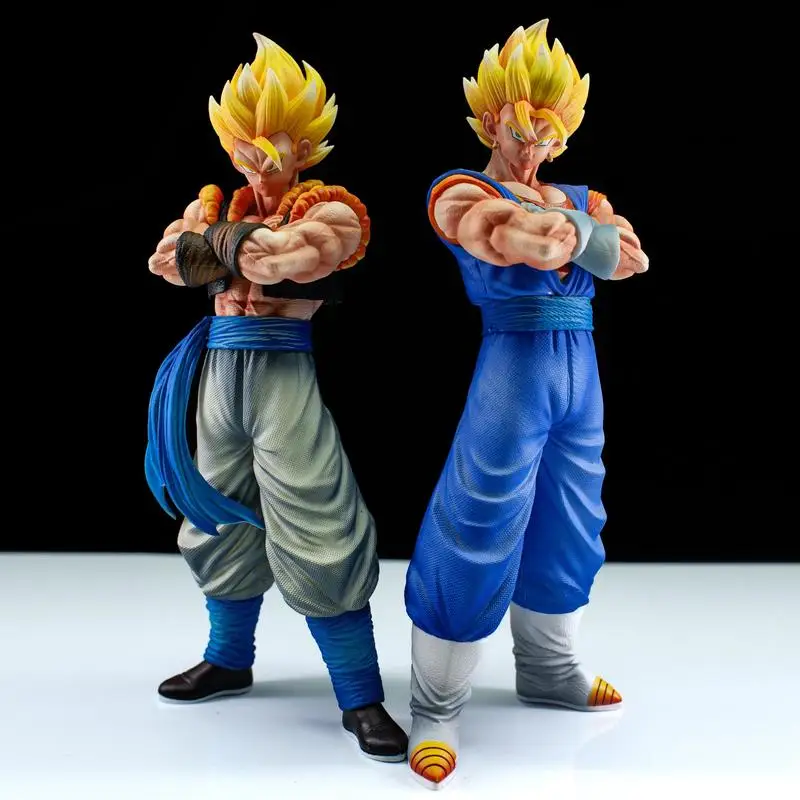 28cm Gk Gogeta Super Saiyan Vegetto Anime Figures Dragon Ball Breast Hugging Double Head Replacement Ornament Model Statue Toys