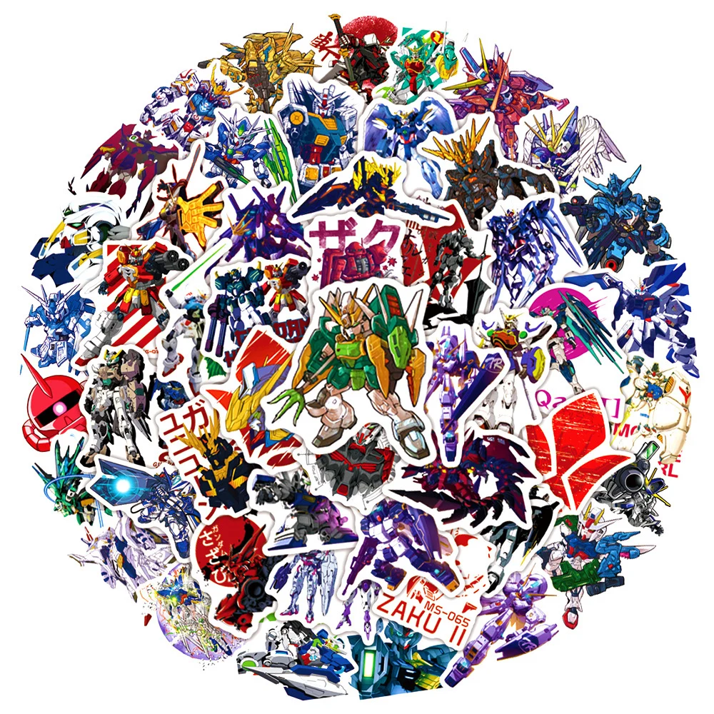 10/30/50pcs Anime GUNDAM Graffiti Stickers for Kids Waterproof Cool DIY Skateboard Motorcycle Laptop Vinyl Cartoon Sticker Pack