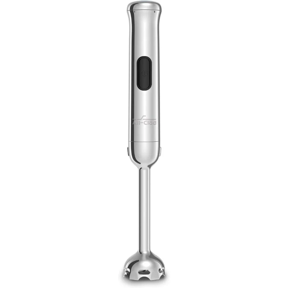 -Clad Cordless Rechargeable Stainless Steel Immersion Multi-Functional Hand Blender, 5-Speed, Silver