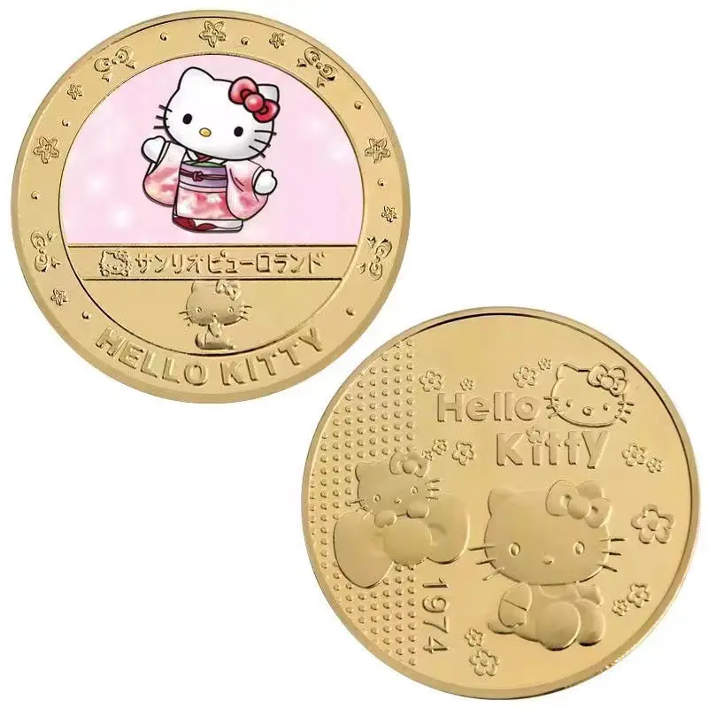 

Hello Kitty 50th Anniversary Commemorative Coins Cartoons Anime Exquisite Commemorative Coins Die-cast Badge Gift Wholesale