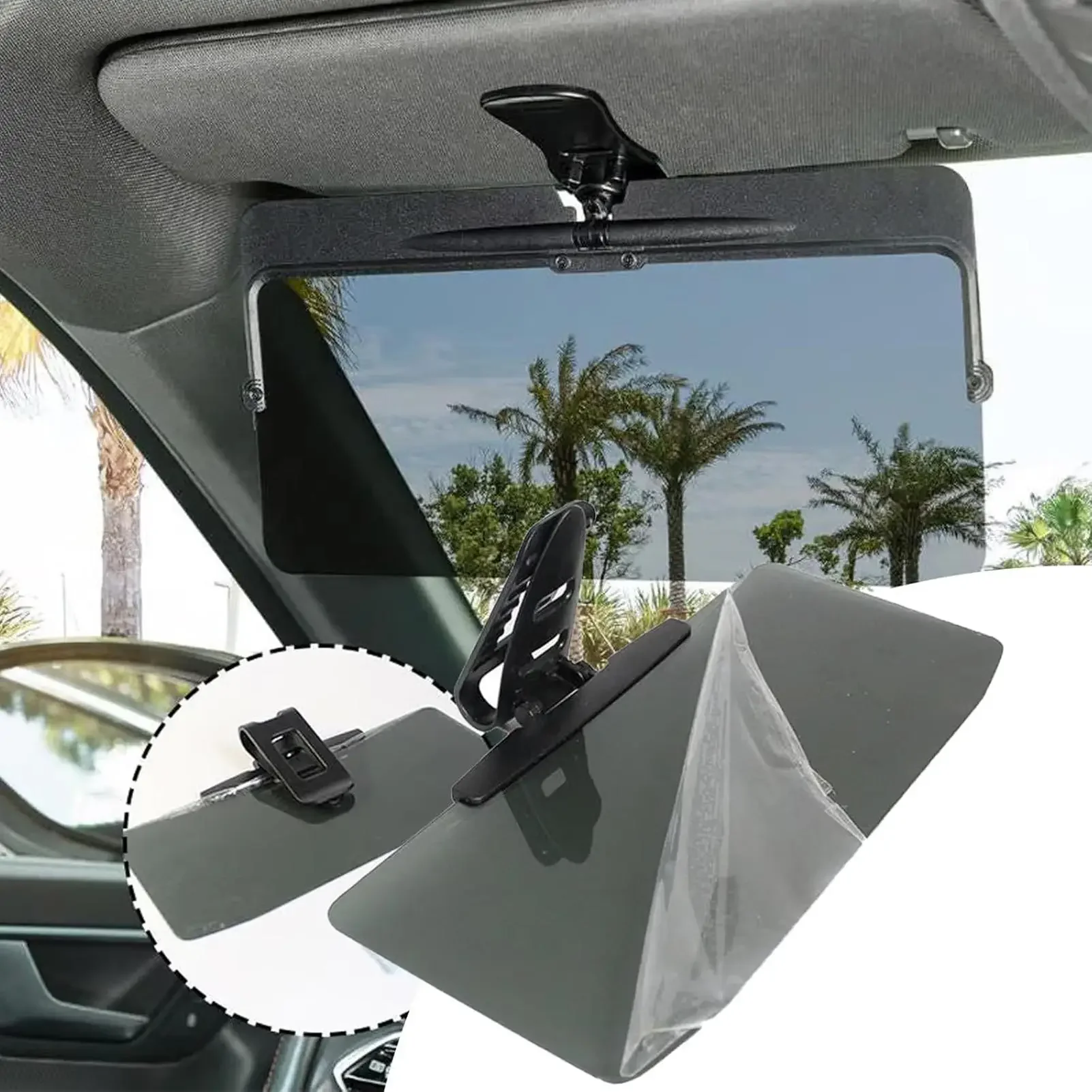 Universal angle adjustable UV anti glare protector, car night driving sun visor extender for sun protection and anti glare