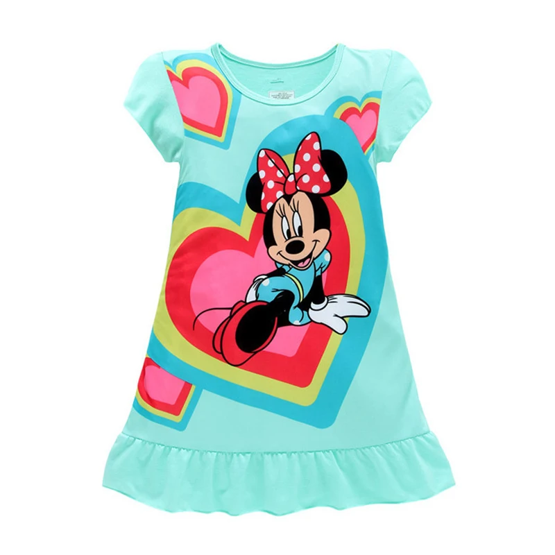 Summer New Cartoon Minnie Mouse Printing Sleepwear Snow White Girls Nightgowns Children Party Dresses Pajamas For Girls Dress