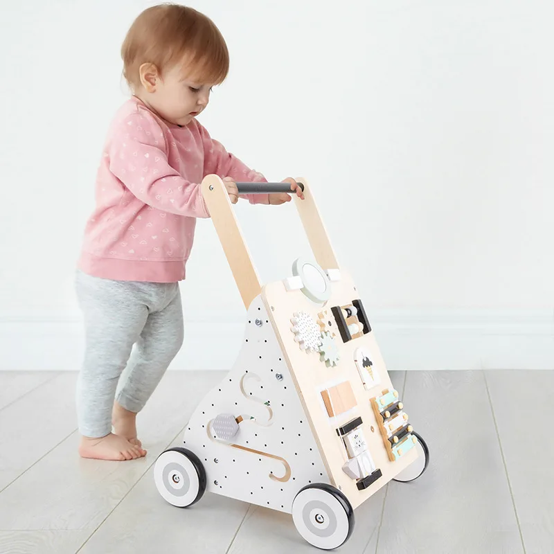 Trotteur multifonctionnel en bois assressentià la forme, jouet pour enfant en bas âge, vente en gros