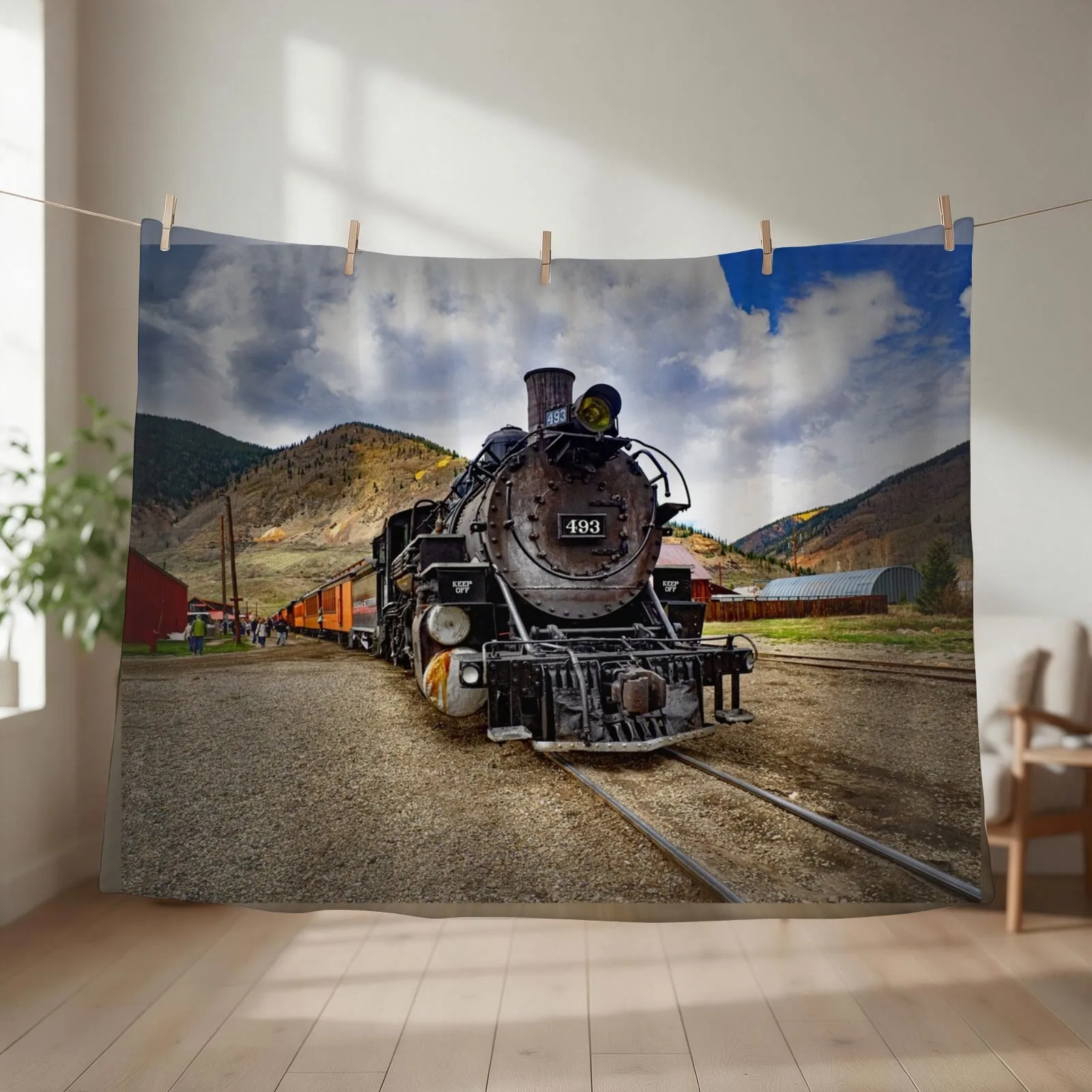 Engine 493 - Durango & Silverton Narrow Gauge Railroad Throw Blanket Sleeping Bag Thins Designers Blankets