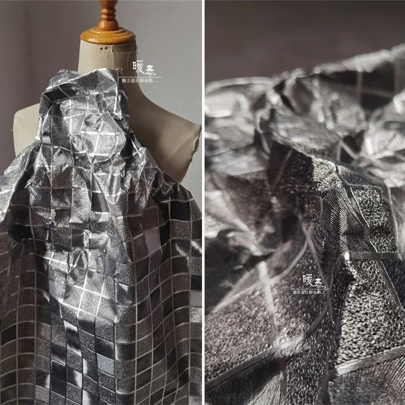 

Серебряная рамка, плиссированная ткань, хардкорный стилист, модель одежды для шитья своими руками, оригинальный тканевый материал 50x50 см