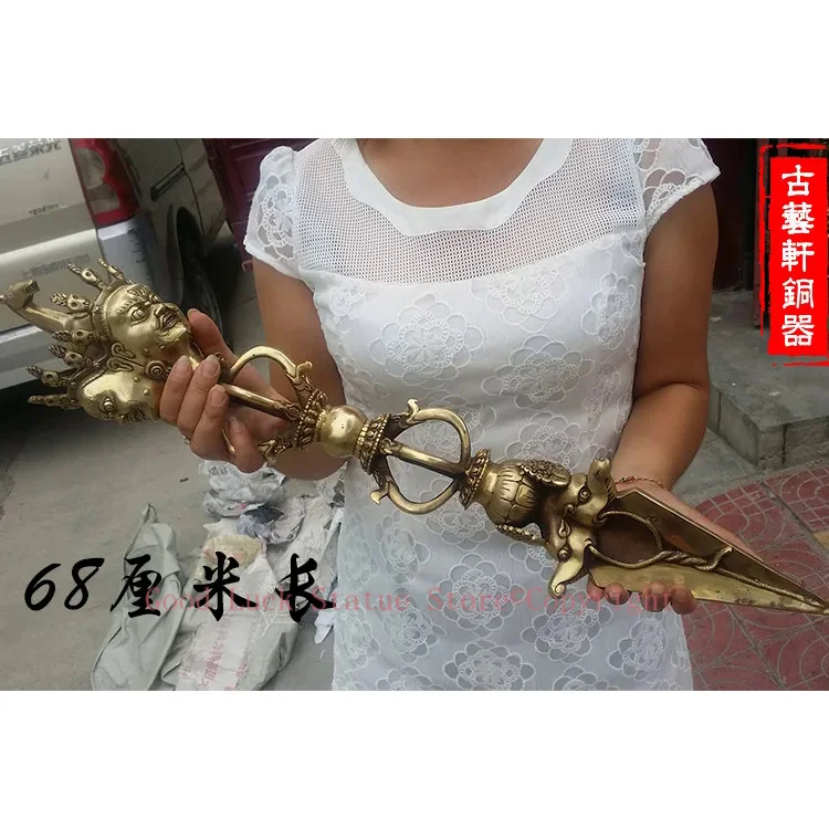 TOP COOL # Buddhism ghostdom FENG SHUI Horse head King Kong drop exorcism God magic pestle Weapon talisman 67CM view 5
